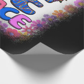 ラブピースレトロ60s & 70sフローラヒッピー平和 ラッピングペーパー (角)