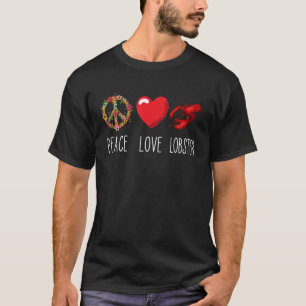 ラブピースロバーターハートレッドロブスターグルメシープー Tシャツ