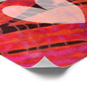 ラブピース抽象芸術ヒッパイピンクブルーろうけつ染め絞り染め ポスター (角)