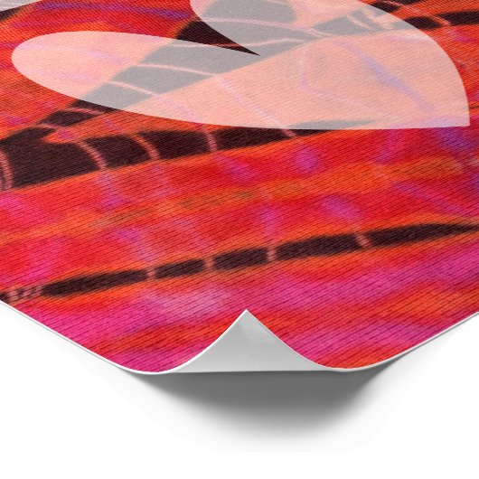 ラブピース抽象芸術ヒッパイピンクブルーろうけつ染め絞り染め ポスター (角)