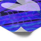 ラブピース抽象芸術ピーコックブルーグリーンティール(緑がかった色)ろうけつ染め ポスター (角)