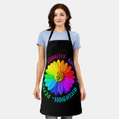 ラブピース親善包含平和サインデイジー エプロン (着用した状態)