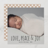 ラブピース&ジョイ | 初めてのクリスマスベビー写真 シーズンカード (正面/裏面)