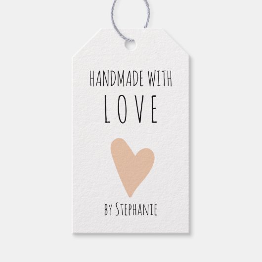 ラブピーチドードルハートで手作り ギフトタグ (正面)