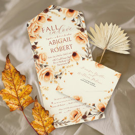 ラブピーチフローラ縁どパインコーン結婚ズの秋 オールインワン招待状