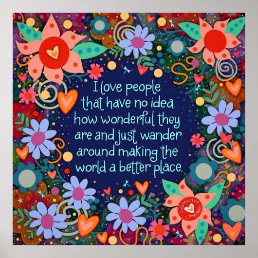 ラブピープル引用文かわいらしフローラインスパイアズ ポスター (正面)