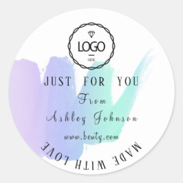 ラブピ感謝していックパープルミントで作られたロゴ ラウンドシール