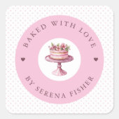 ラブピ焼いたンク水玉模様ビジネスステッカー付き スクエアシール (正面)