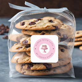 ラブピ焼いたンク水玉模様ビジネスステッカー付き スクエアシール