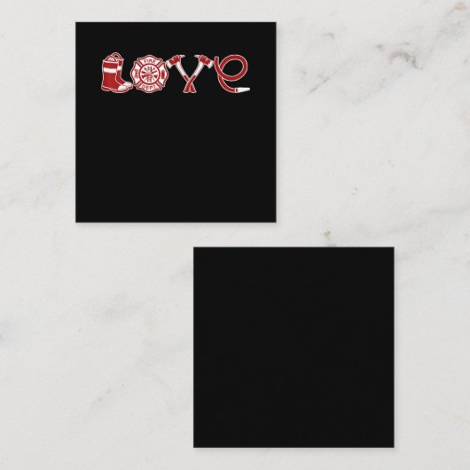 ラブファイアーファイターバレンタインデー | Fire Fighter Wife スクエア名刺 (正面/裏面)