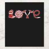 ラブファイアーファイターバレンタインデー | Fire Fighter Wife ワインラベル (シングルラベル)