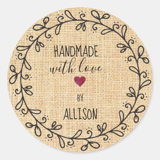 ラブファブリッククラフトパーソナライズされたでフェイク手作り ラウンドシール (正面)