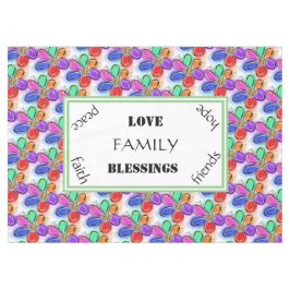 ラブファミリーサマーアートウォーターカラー花 テーブルクロス