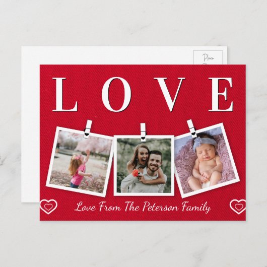 ラブファミリーフォトバレンタインのはがき シーズンポストカード (正面/裏面)