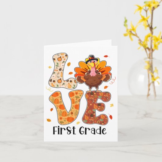 ラブファーストグレード先生ライフ感謝祭秋ターク カード (黄色い花)