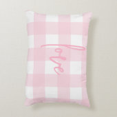 ラブファームハウスシックなピンクとホワイトバッファローチェック アクセントクッション (裏面(縦))