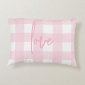 ラブファームハウスシックなピンクとホワイトバッファローチェック アクセントクッション (裏面)