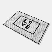 ラブファームハウスブラックアンドホワイトタイルデザイン ドアマット (アングル)