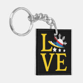 ラブフィリピン国旗のタイポグラフィアート キーホルダー (正面左)