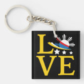 ラブフィリピン国旗のタイポグラフィアート キーホルダー (正面)