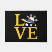 ラブフィリピン国旗のタイポグラフィアート ドアマット (正面)