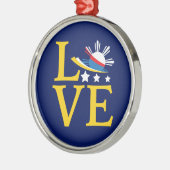 ラブフィリピン国旗のタイポグラフィアート メタルオーナメント (左)