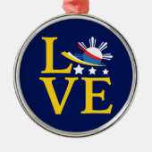 ラブフィリピン国旗のタイポグラフィアート メタルオーナメント (正面)