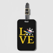 ラブフィリピン国旗のタイポグラフィアート ラゲッジタグ (正面縦)