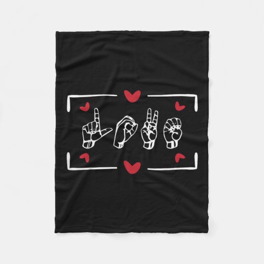 ラブフィンガーサイン言語Asl Valentines Day Gift フリースブランケット (正面)