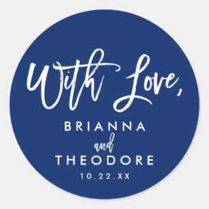 ラブフェイスラベル結婚付きシックな手書き ラウンドシール