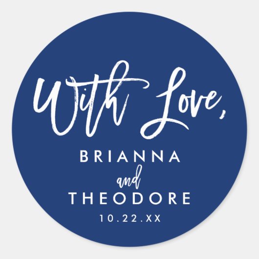 ラブフェイスラベル結婚付きシックな手書き ラウンドシール (正面)