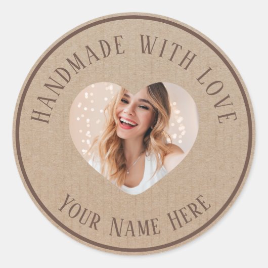 ラブフォトで手作りのラベル名前をカスタムする ラウンドシール (正面)