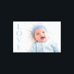 ラブフォトキープサケブルータイポグラフィキャンバス キャンバスプリント<br><div class="desc">あなたの写真のための愛らしい青のL-O-V-Eタイポグラフィお気に入りの。これは特別な記念の品だ。このキャンバお気に入りのスを自分のものにするために写真を追加する</div>