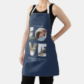 ラブフォトコラージュシンプルのモダン青 エプロン (インサイチュ)