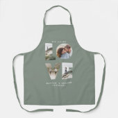 ラブフォトコラージュモダンサージュパーソナライズされたグリーン エプロン (正面)