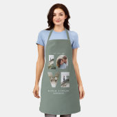 ラブフォトコラージュモダンサージュパーソナライズされたグリーン エプロン (着用した状態)