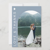 ラブフォトコラージュモダンダスティブルー サンキューカード (正面)