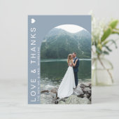 ラブフォトコラージュモダンダスティブルー サンキューカード (スタンド正面)