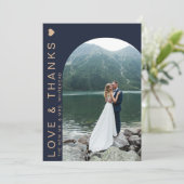ラブフォトコラージュモダンネイビーブルー サンキューカード (スタンド正面)