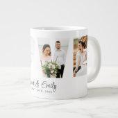 ラブフォトコラージュ4写真記念日ギフト ジャンボコーヒーマグカップ (正面右)