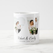 ラブフォトコラージュ4写真記念日ギフト ジャンボコーヒーマグカップ (正面)