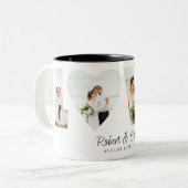 ラブフォトコラージュ4写真記念日ギフト ツートーンマグカップ (正面左)