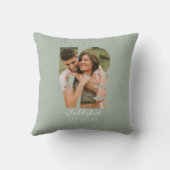 ラブフォトシンプルモダンパーソナライズされたギフト緑 クッション (裏面)