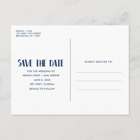 ラブフォトビーチ結婚式日付の保存 案内ポストカード (裏面)