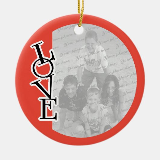 ラブフォトフレームホリデーデコレーション セラミックオーナメント (正面)