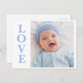 ラブフォトブルータイポグラフィ誕生のお知らせ ポストカード (正面/裏面)