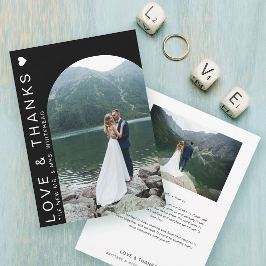 ラブフォトモダンコラージュブラック サンキューカード