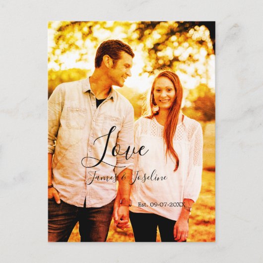 ラブフォト 追加 名前 推定 日付 年 結婚 カップル ポストカード (正面)