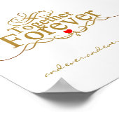 ラブフォーエバー金ゴールドカラータイポグラフィ ポスター (角)