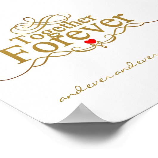 ラブフォーエバー金ゴールドカラータイポグラフィ ポスター (角)